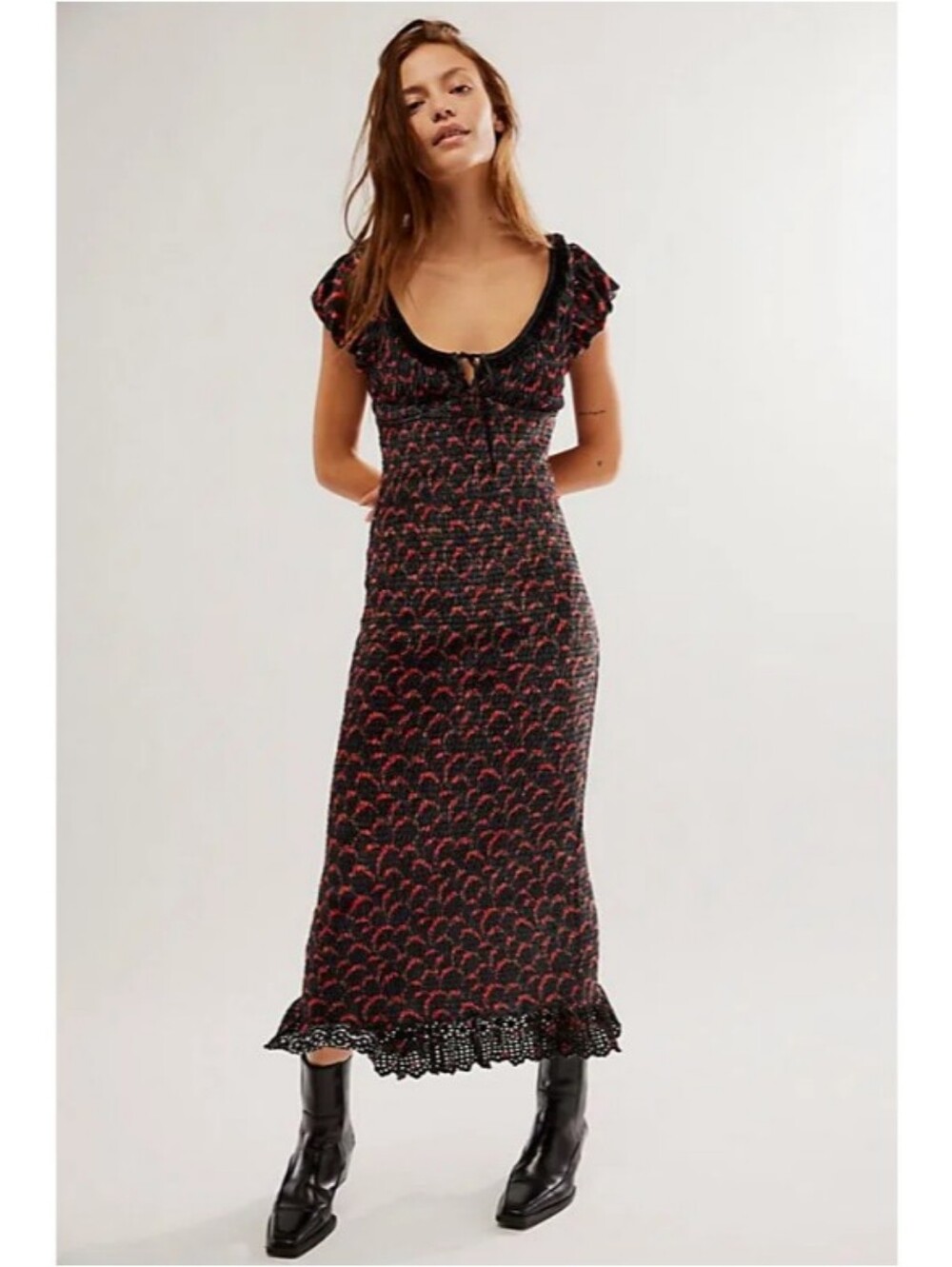 Free People McKenna Velvet Midi Dress Nwot